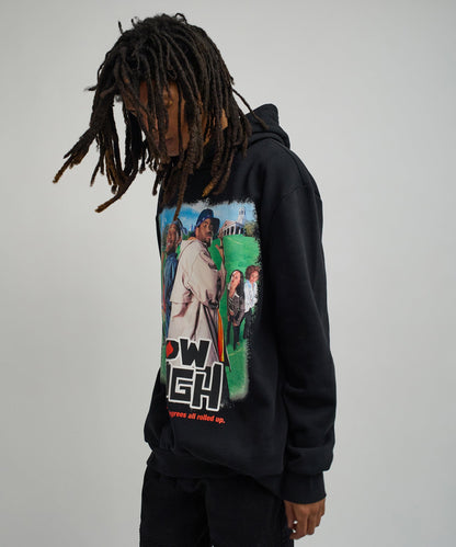 How High Oversized Front Print Hoodie - Black