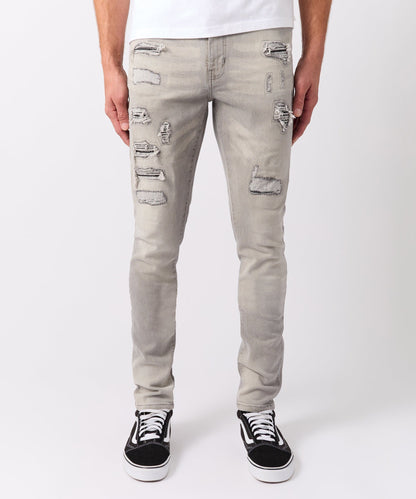 Rip And Repair Denim Jeans - Grey