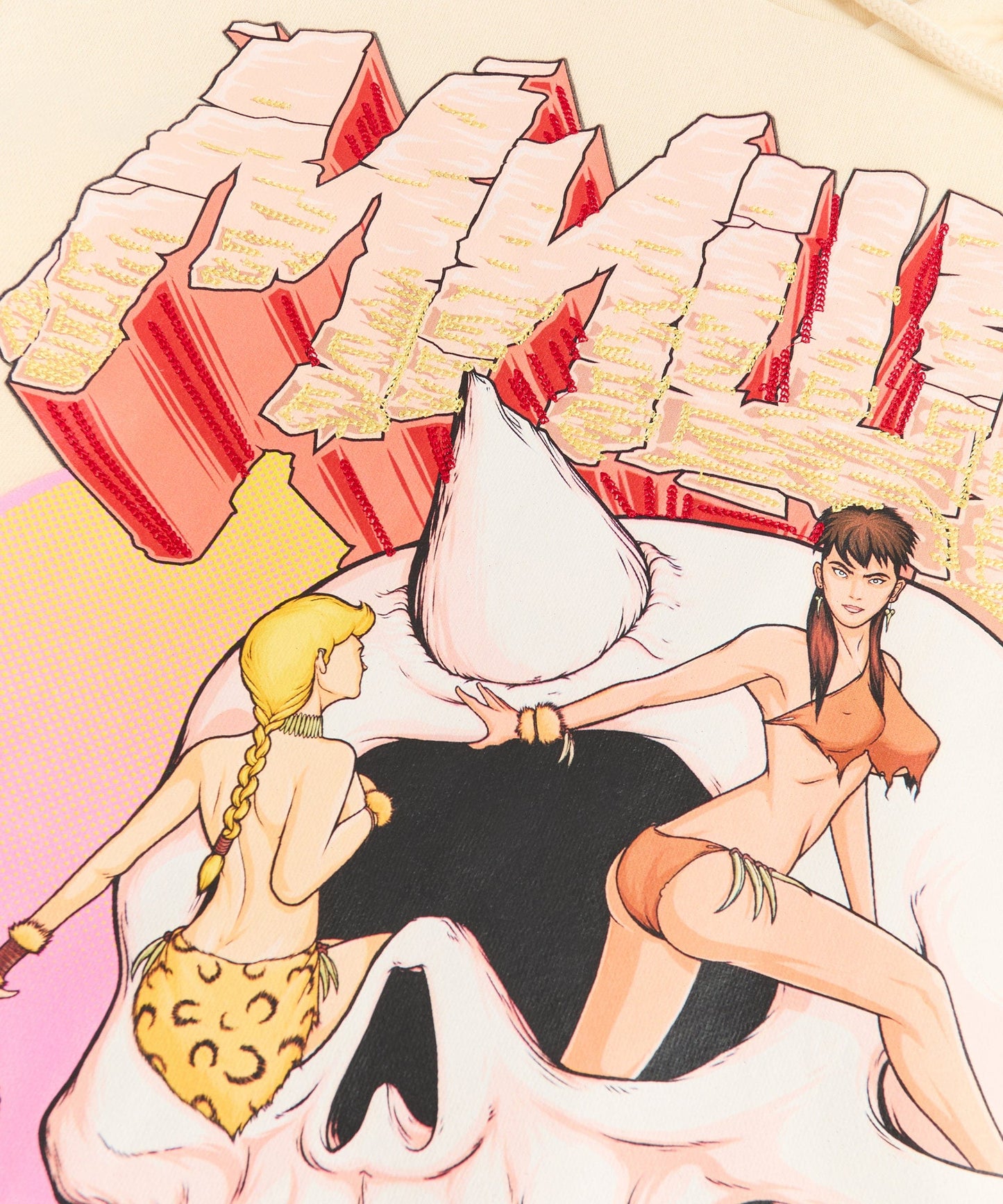 Mishka Graphic Print Embroidered Hoodie - Khaki