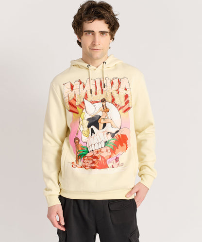 Mishka Graphic Print Embroidered Hoodie - Khaki