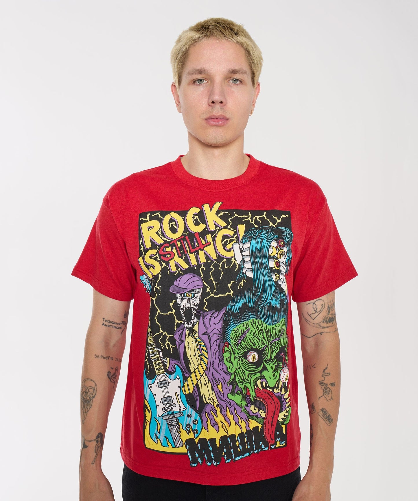 Mishka Still King Embroidered Short Sleeve Tee - Red