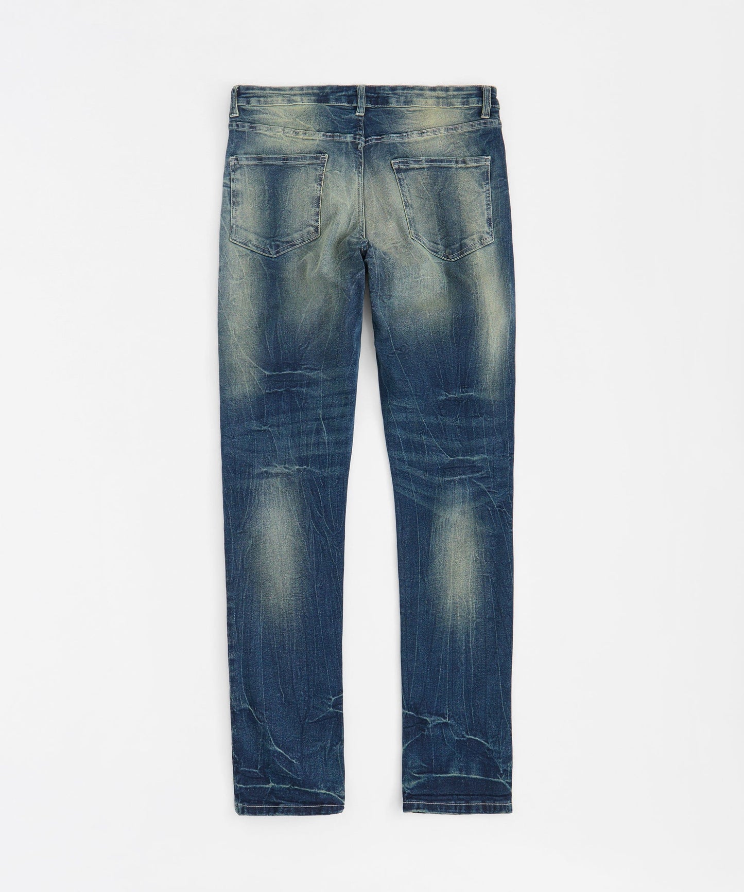 Rip and Repair Washed Denim Jeans - Medium Blue