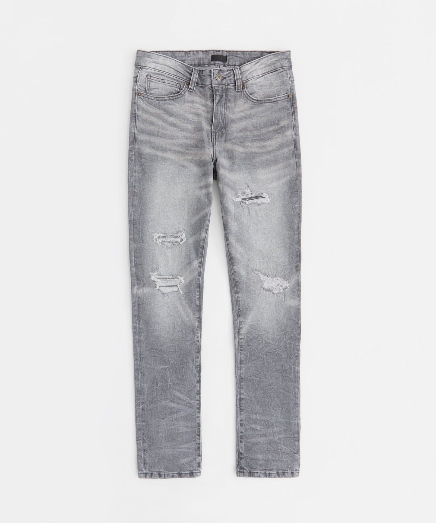 Distressed Ripped And Repaired Denim Jeans - Grey