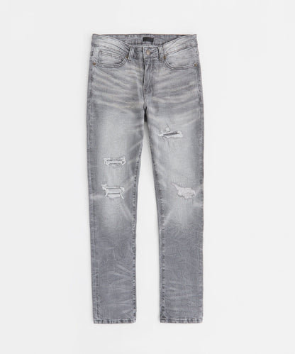 Distressed Ripped And Repaired Denim Jeans - Grey