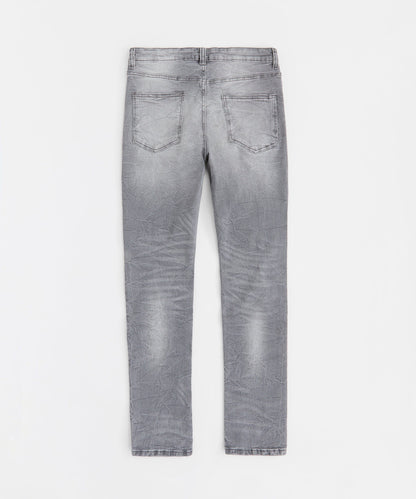 Distressed Ripped And Repaired Denim Jeans - Grey