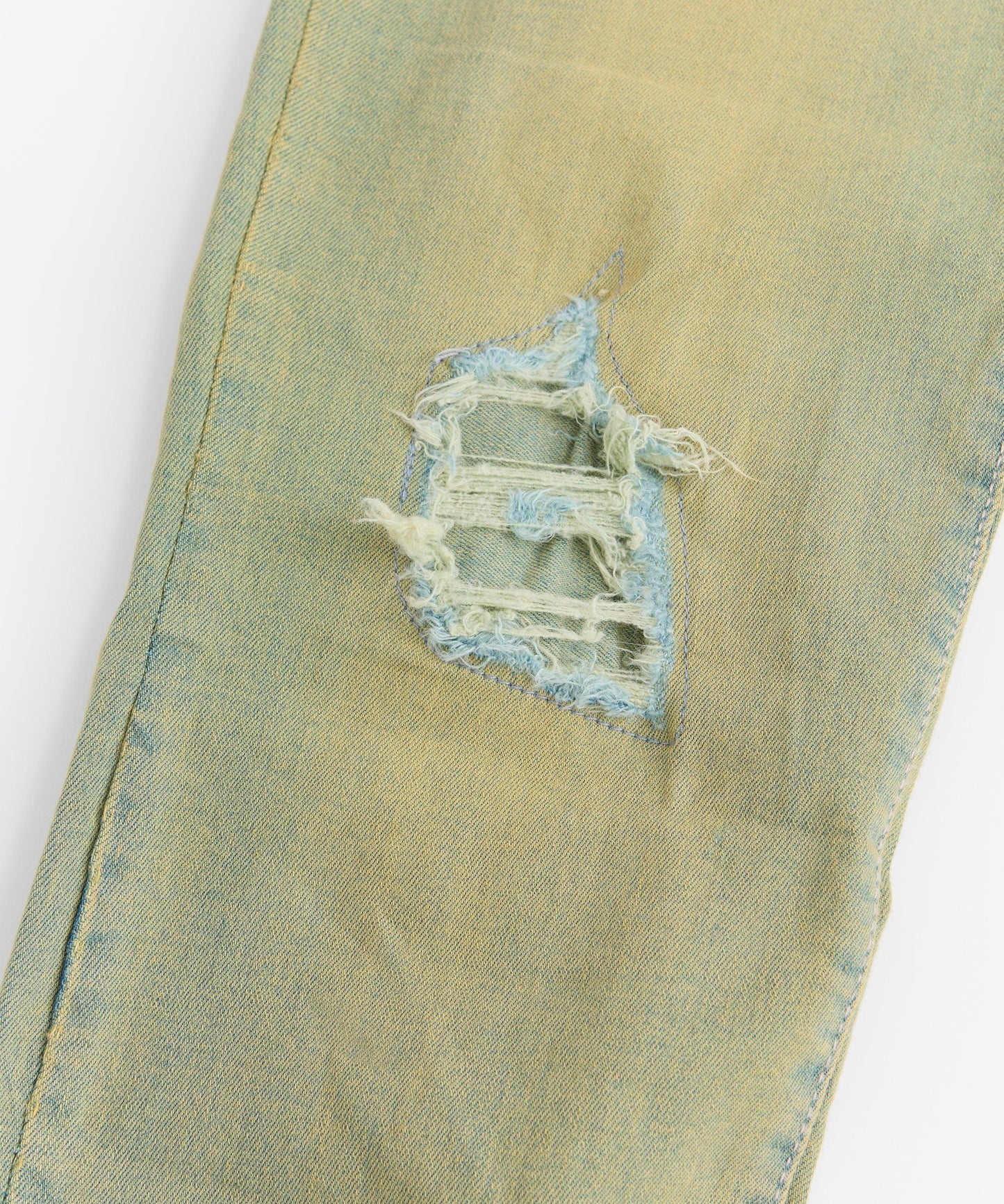 Ripped And Repaired Denim Pants - Vintage Blue