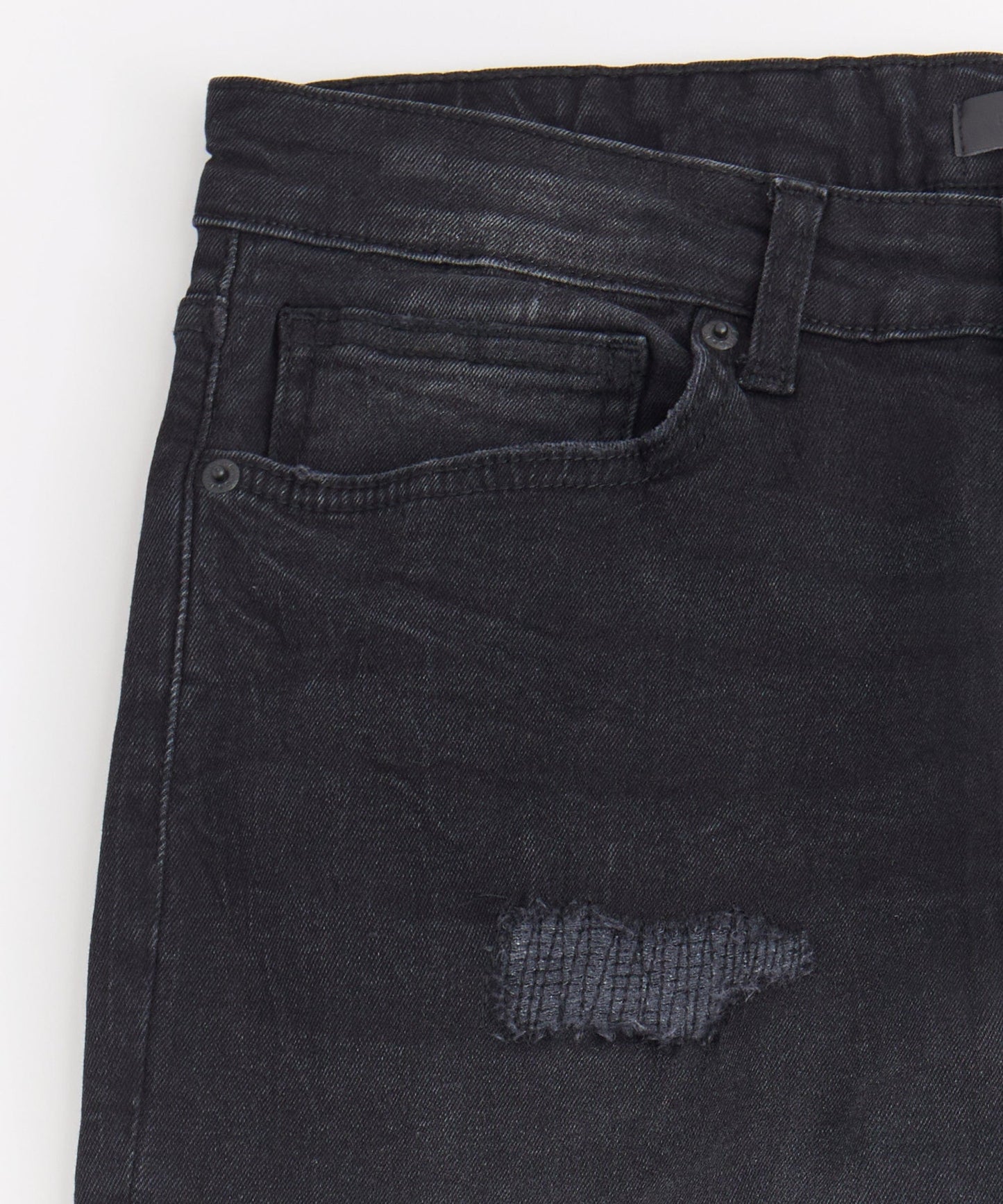 Rip and Repaired Denim Jeans - Black