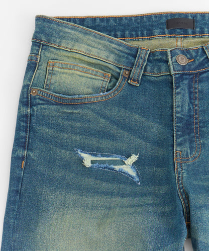 Rip and Repair Denim Jeans - Vintage Blue