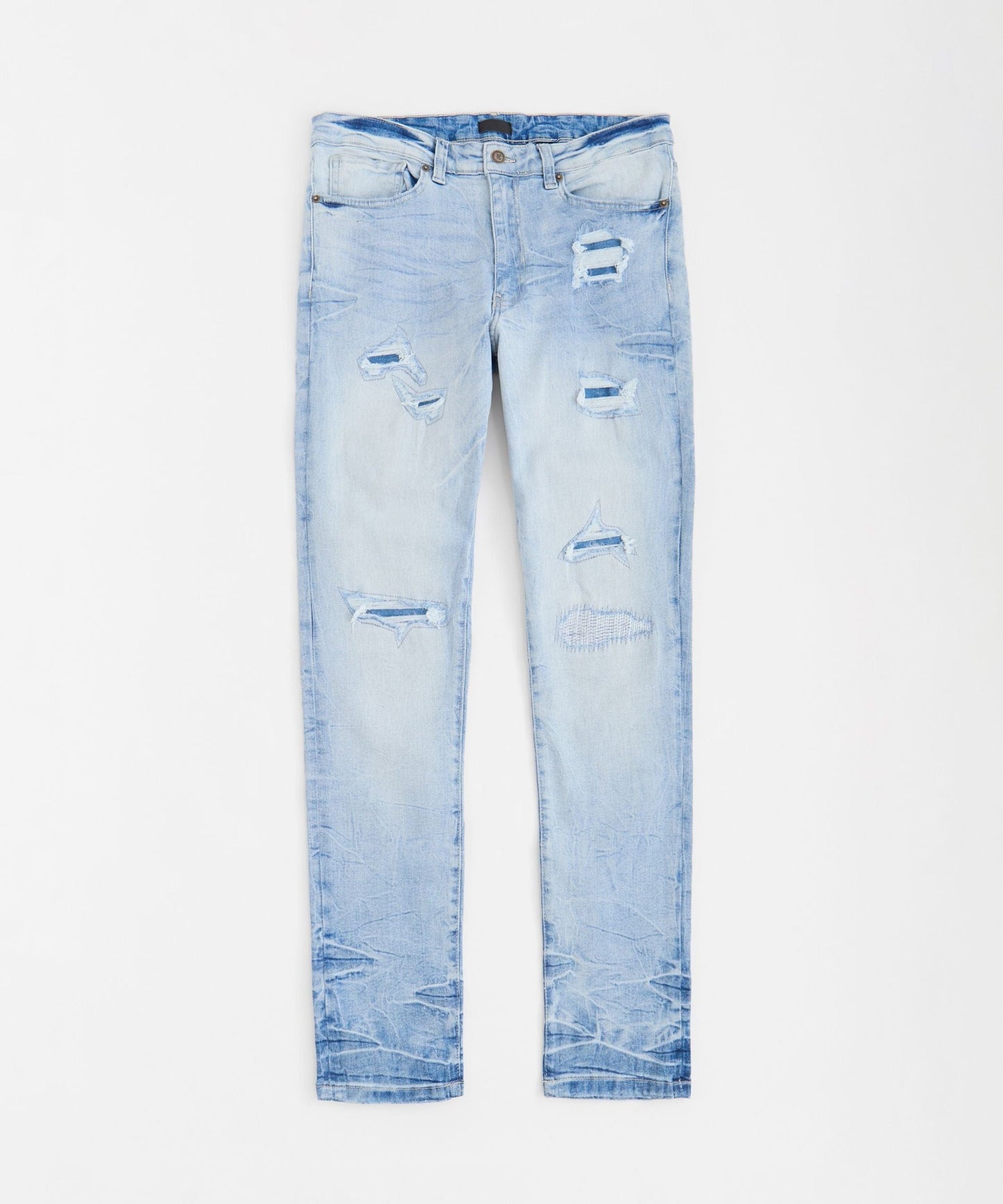 Rip And Repair Light Wash Denim Jeans