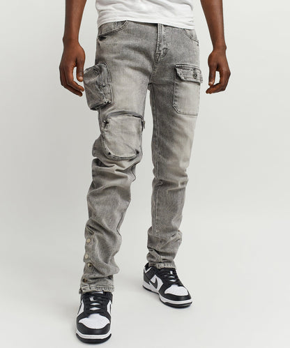 Robertson 3D Pocket Flare Denim Pant - Grey