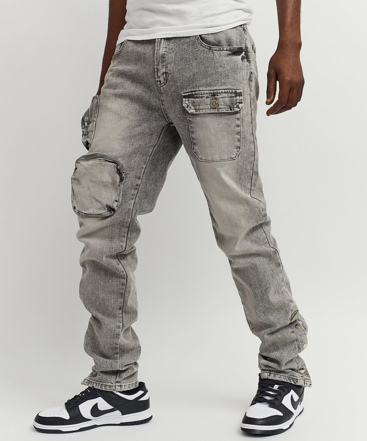 Robertson 3D Pocket Flare Denim Pant - Grey