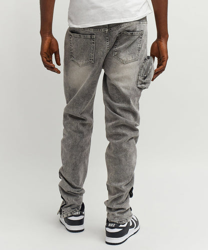 Robertson 3D Pocket Flare Denim Pant - Grey