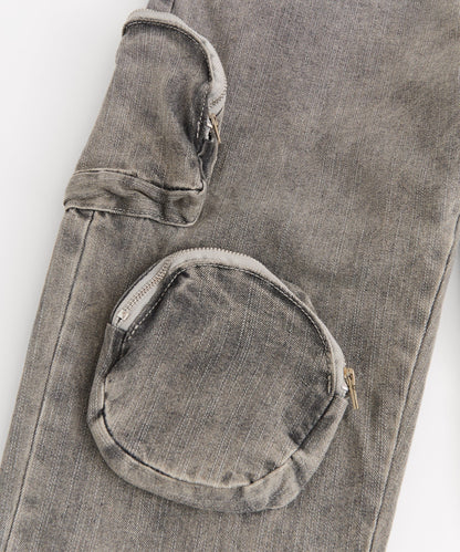 Robertson 3D Pocket Flare Denim Pant - Grey