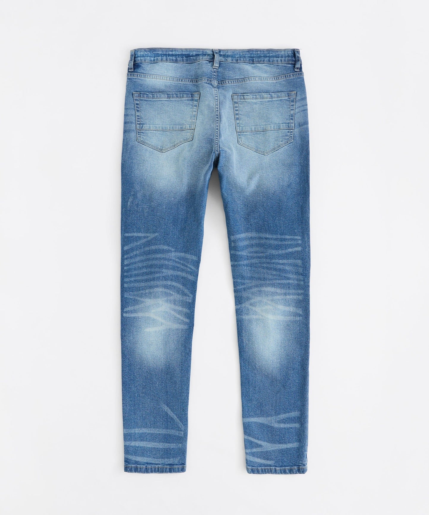 Washed Rip And Repair Denim Jeans - Medium Indigo
