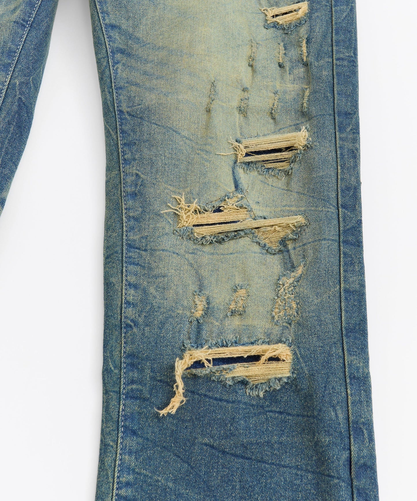 Blasted Distressed Denim Jeans - Blue