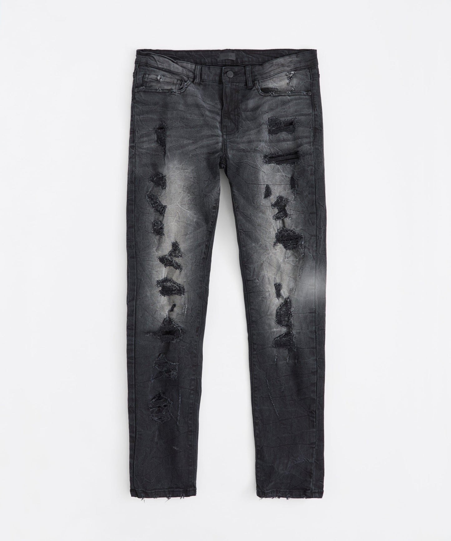 Washed Rip And Repair Denim Jeans - Black