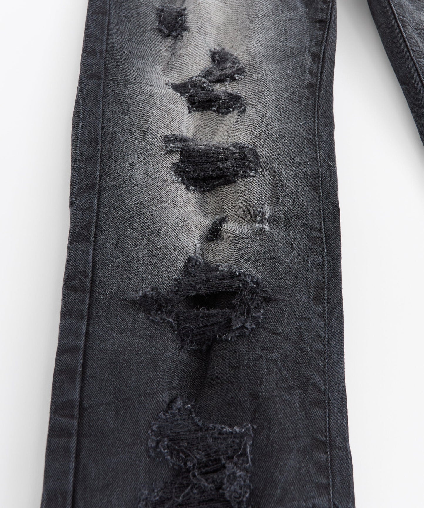 Washed Rip And Repair Denim Jeans - Black