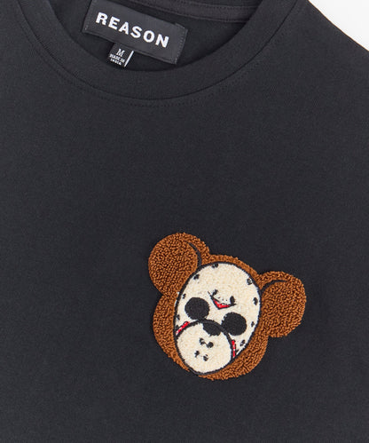 Chest Hit Grizzly Embroidered Short Sleeve Tee - Black