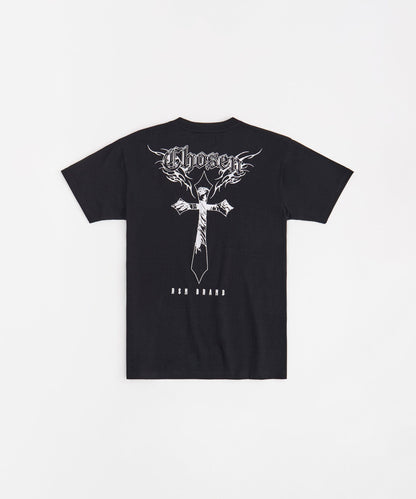 Chosen Cross Embroidered Short Sleeve Tee - Black