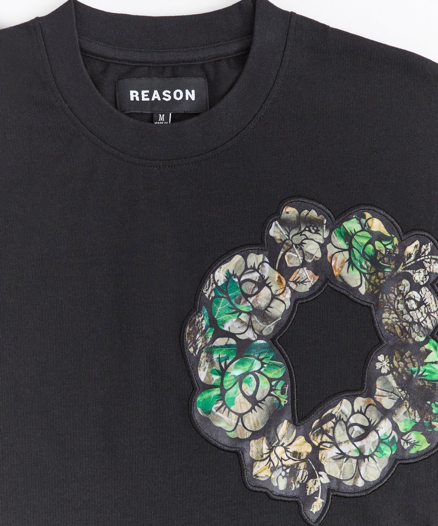 Camo Wreath Embroidered Short Sleeve Tee - Black