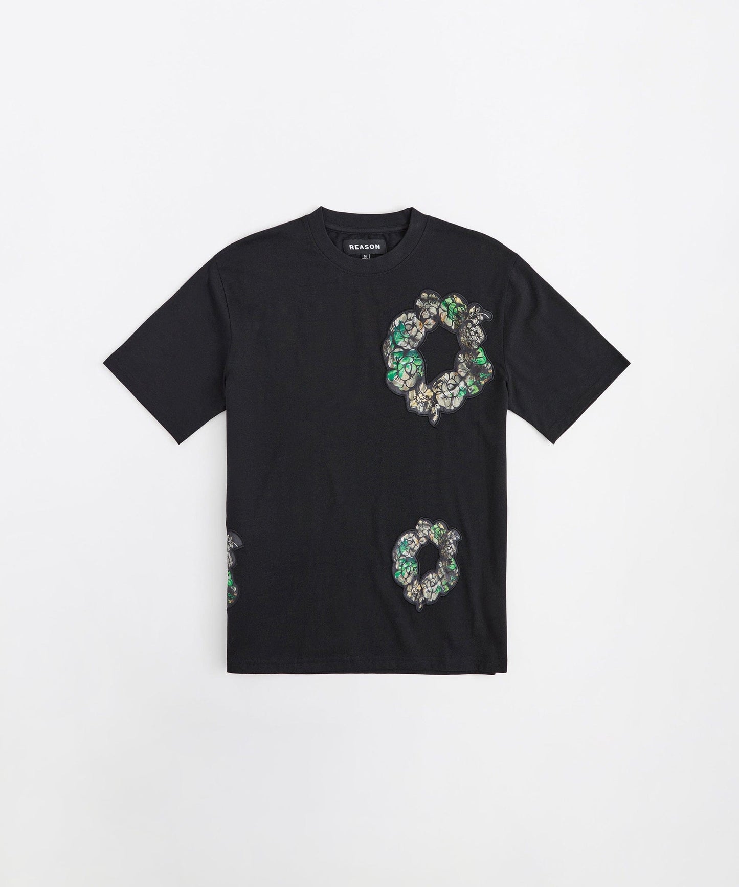 Camo Wreath Embroidered Short Sleeve Tee - Black