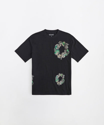 Camo Wreath Embroidered Short Sleeve Tee - Black