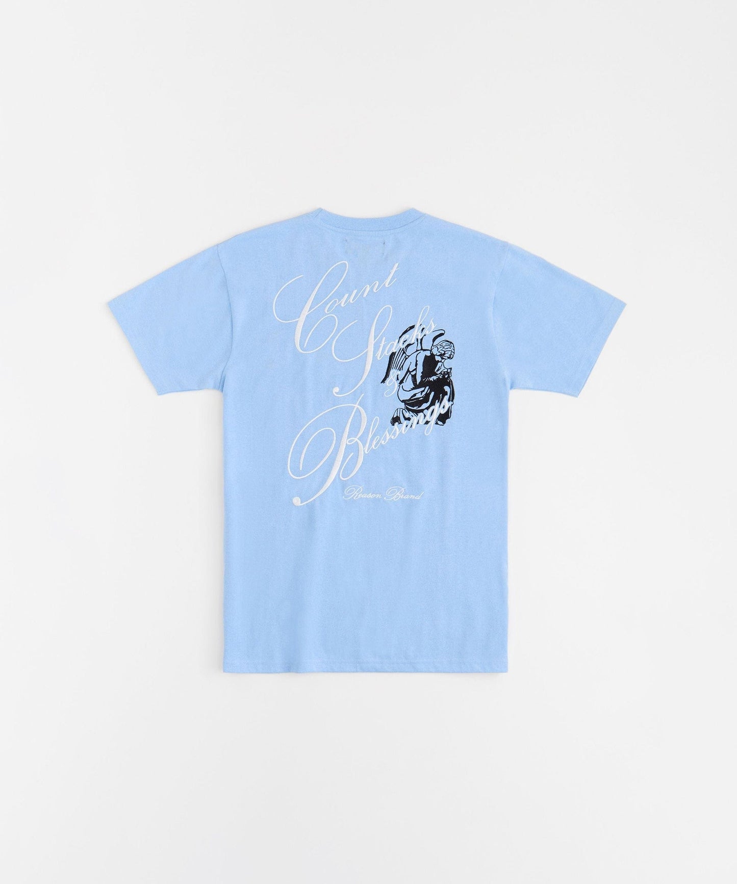 Angelic Embroidered Short Sleeve Tee - Light Blue