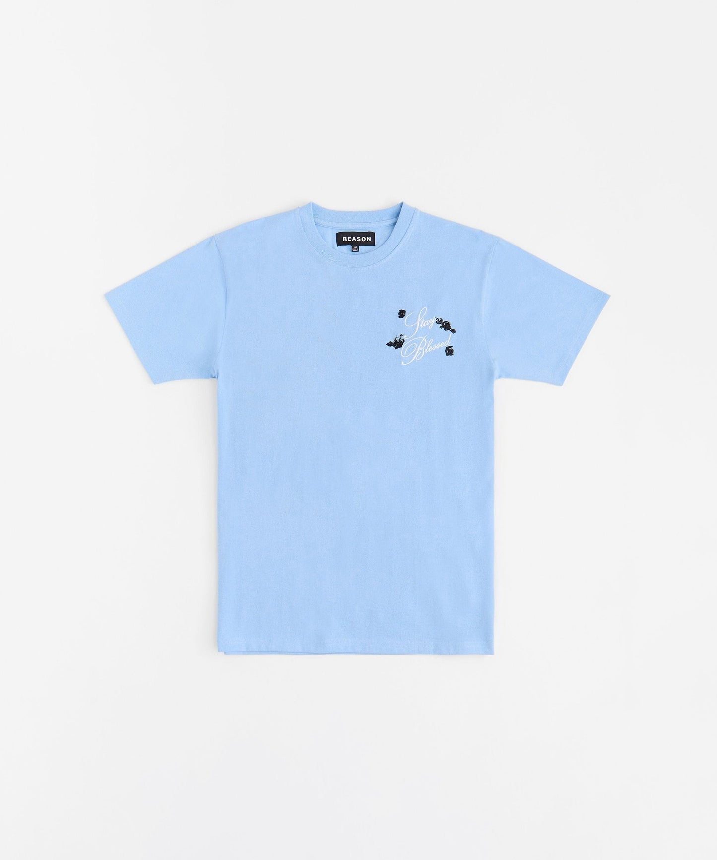 Angelic Embroidered Short Sleeve Tee - Light Blue