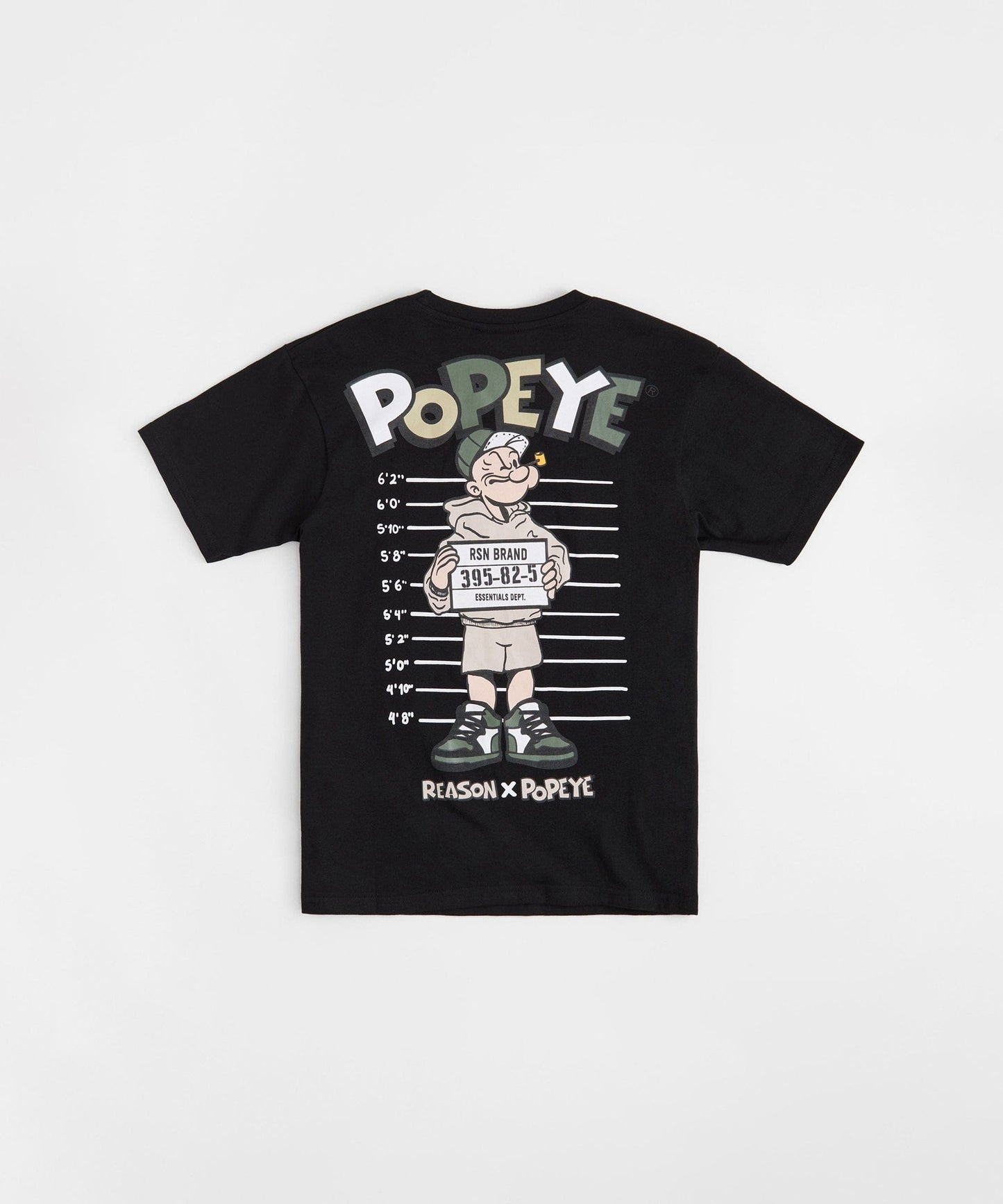 Popeye Mugshot Embroidered Short Sleeve Tee - Black