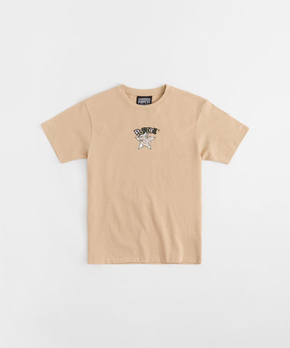 Popeye Mugshot Embroidered Short Sleeve Tee - Tan