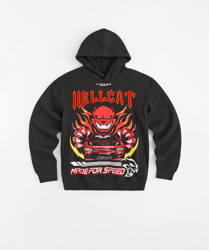 Dodge Hellcat Made For Speed Chenille Patched Hoodie - Black