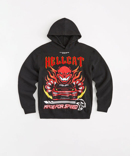 Dodge Hellcat Made For Speed Chenille Patched Hoodie - Black