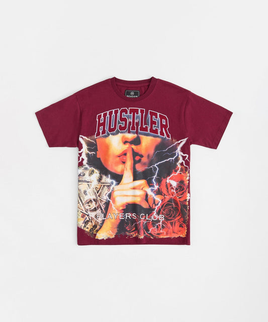 Hustler Players Club Rhinestone Short Sleeve Tee - Mauve