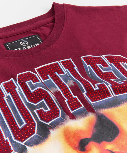 Hustler Players Club Rhinestone Short Sleeve Tee - Mauve