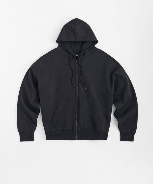 Essential Heavyweight Fleece Baggy Fit Comfy Hoodie - Black