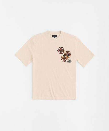 Cross Applique Short Sleeve Tee - Cream