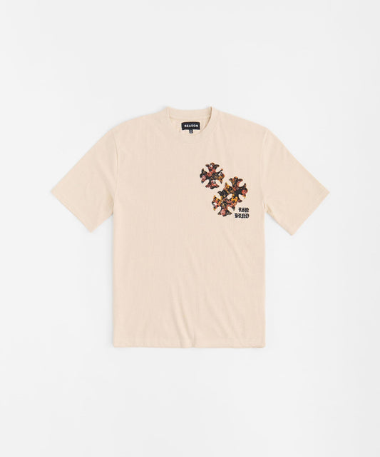 Cross Applique Short Sleeve Tee - Cream
