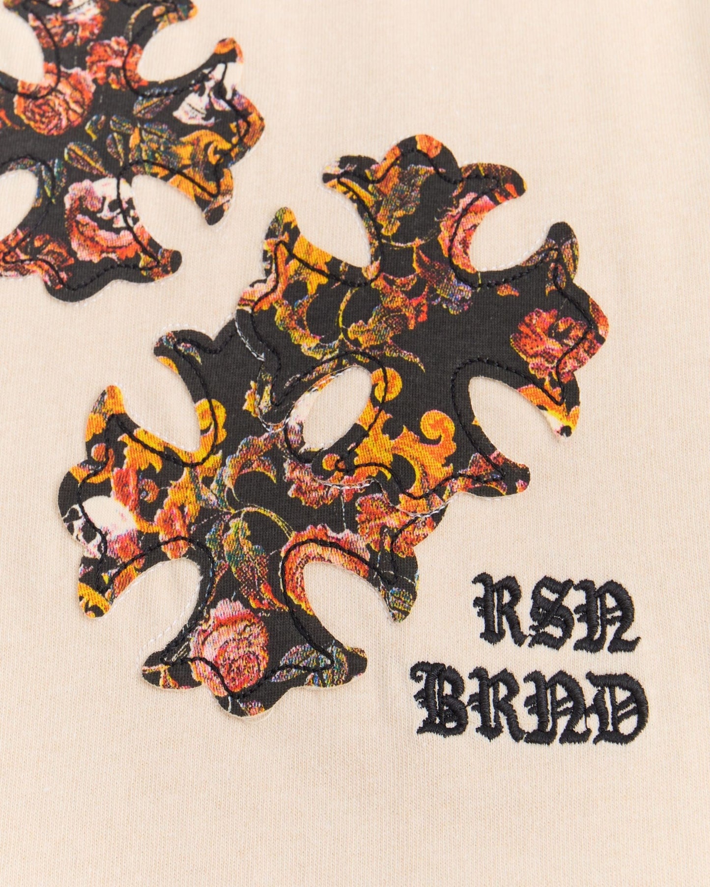 Cross Applique Short Sleeve Tee - Cream