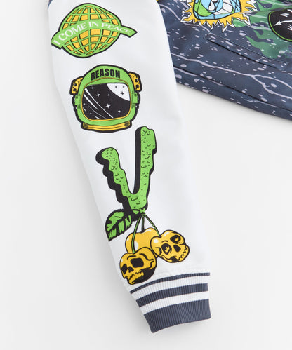 Space Defense Varsity Jacket - Grey