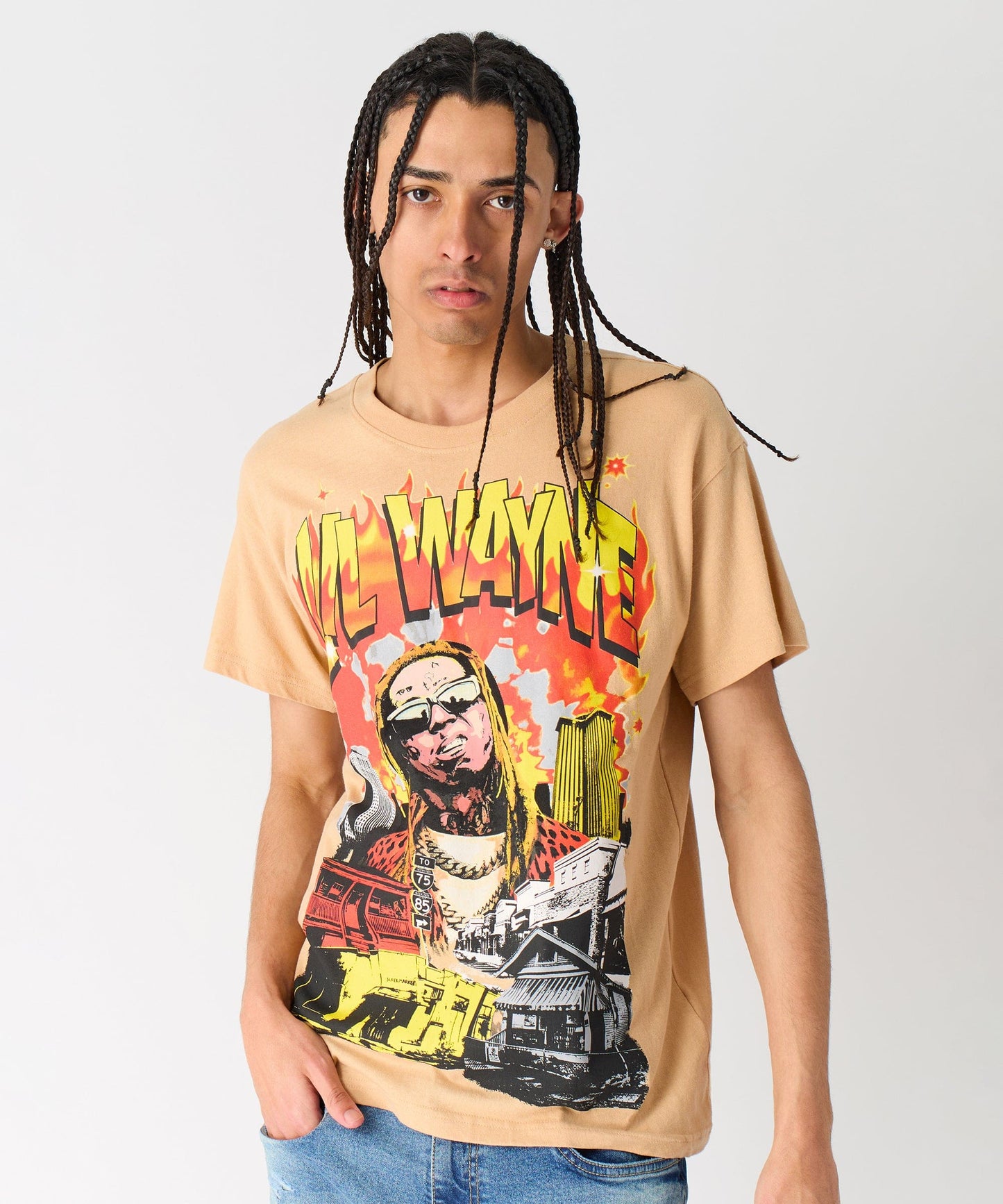 Lil Wayne New Orleans Short Sleeve Tee - Khaki