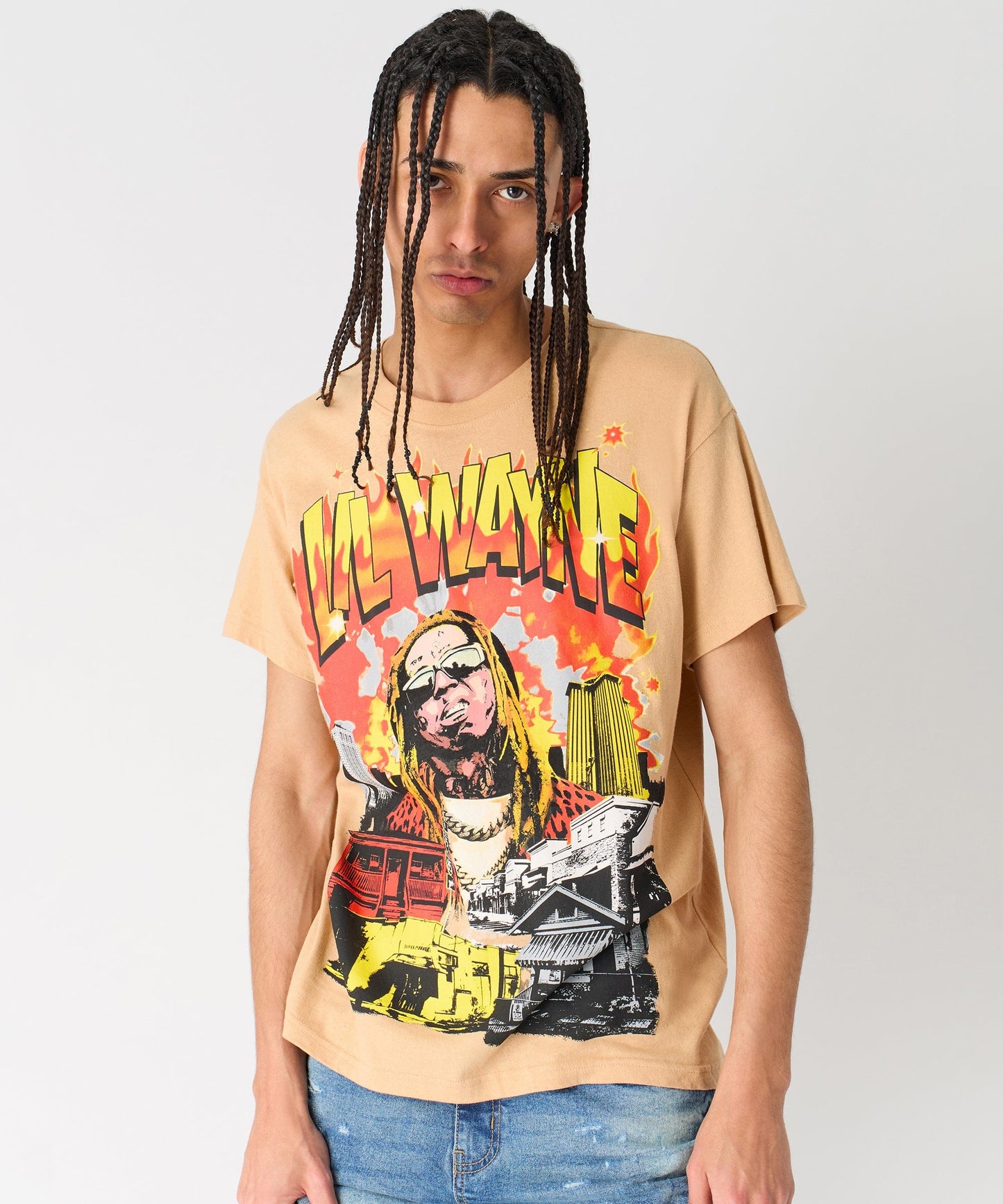 Lil Wayne New Orleans Short Sleeve Tee - Khaki