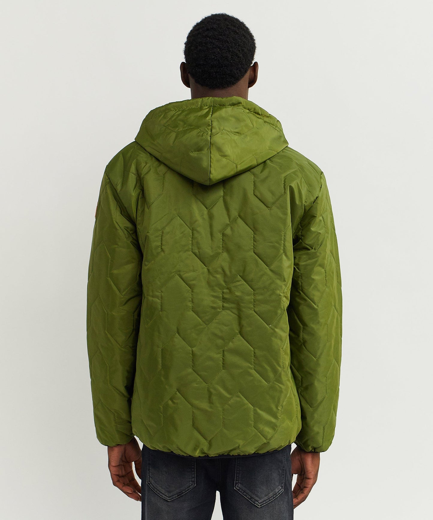 Quilted Hooded Jacket - Olive Green