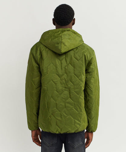 Quilted Hooded Jacket - Olive Green