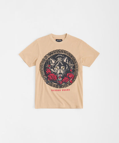 Rhinestone Short Sleeve Tee - Khaki