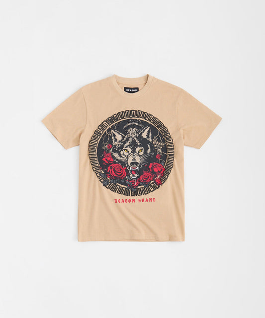 Rhinestone Short Sleeve Tee - Khaki