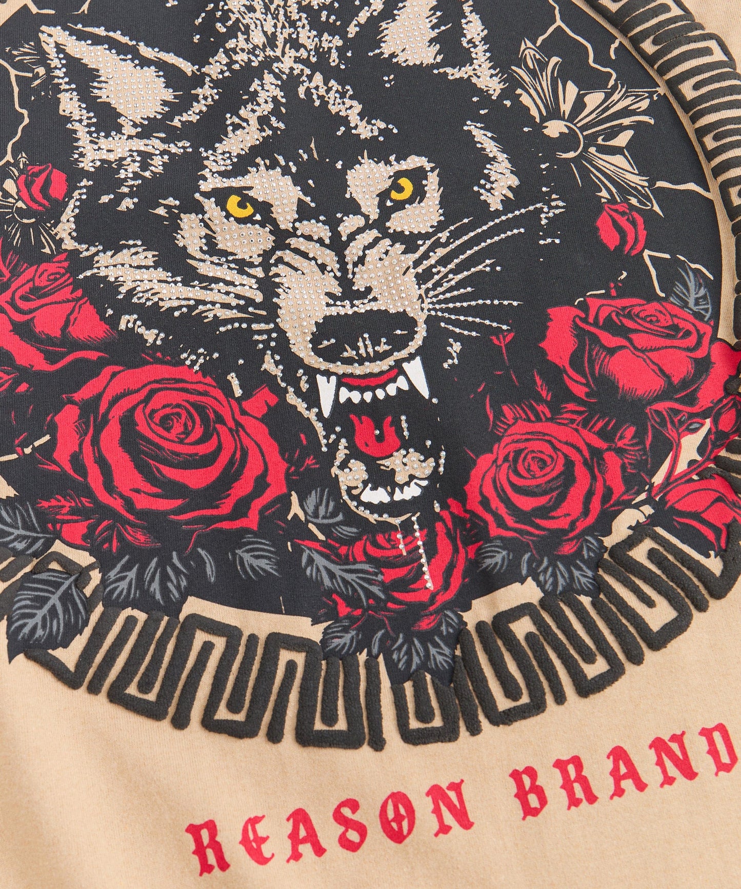 Rhinestone Short Sleeve Tee - Khaki