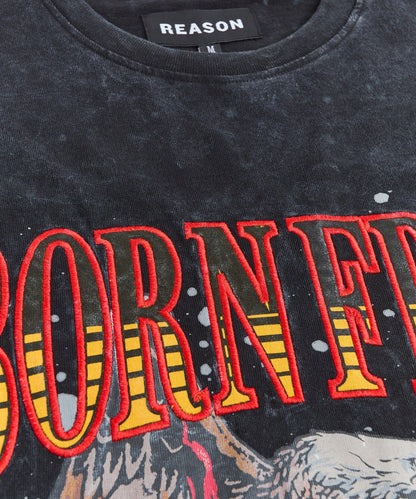 Born Free Applique Short Sleeve Tee - Charcoal