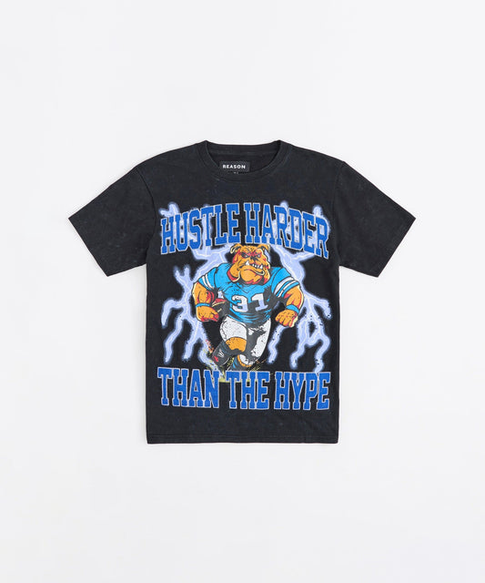 Hustle Harder Washed Short Sleeve Tee - Charcoal