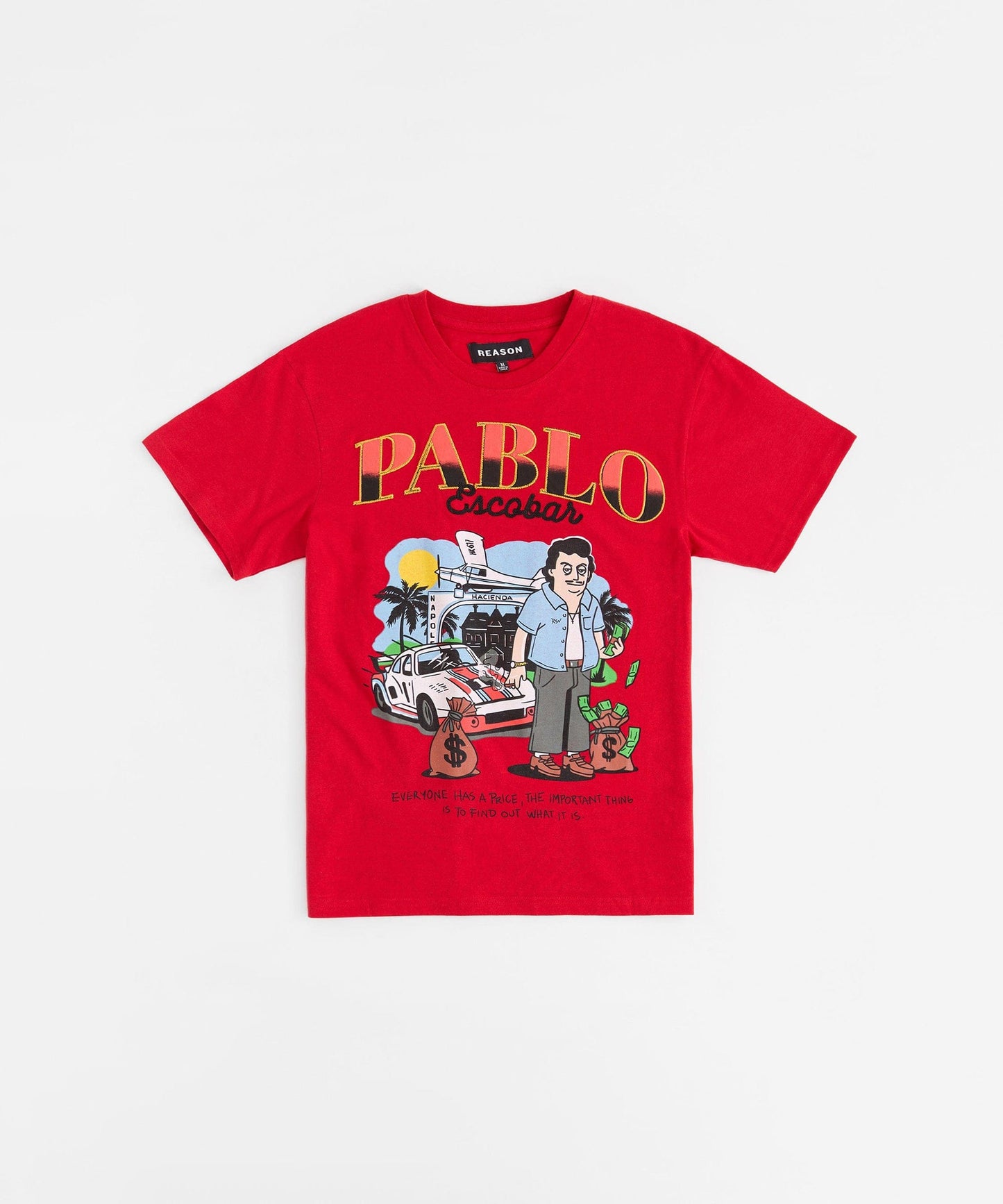 Pablo Cartoon Applique Short Sleeve Tee - Red