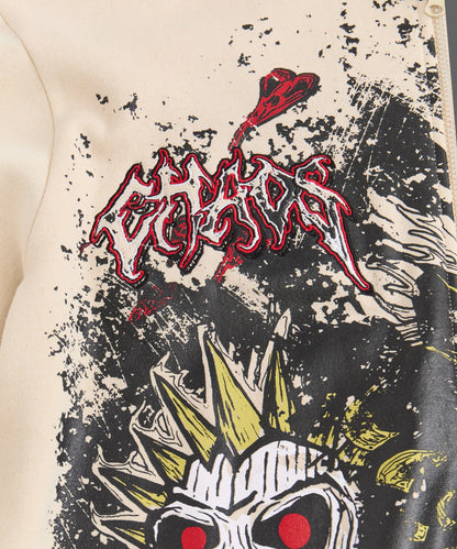 Beware Embroidered Skull Hoodie - Khaki